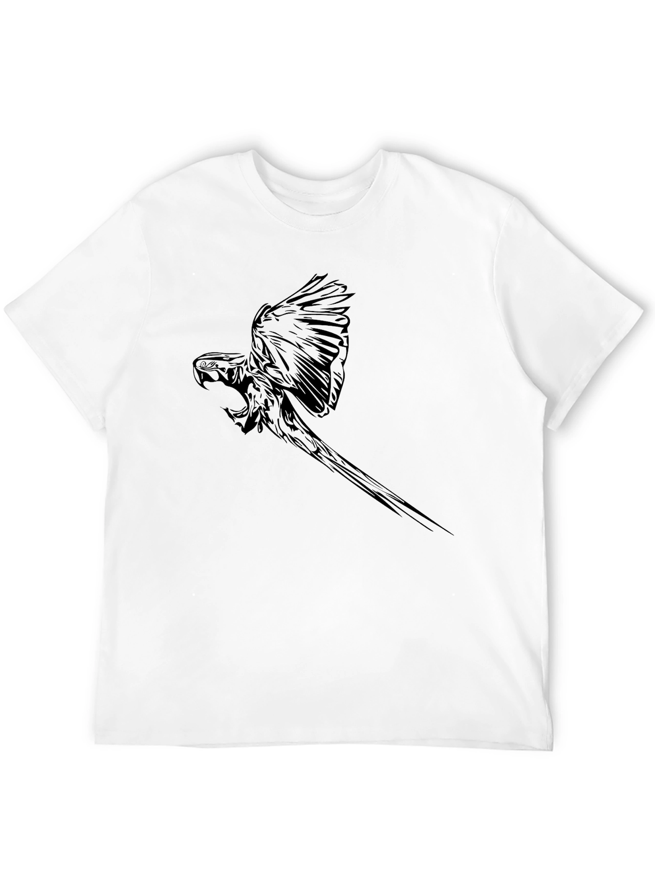 Black Parrot Graphic Tee - Mens Casual T-Shirt