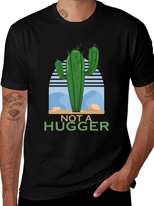Not a Hugger Cactus Graphic Tee - Black Cotton T-Shirt