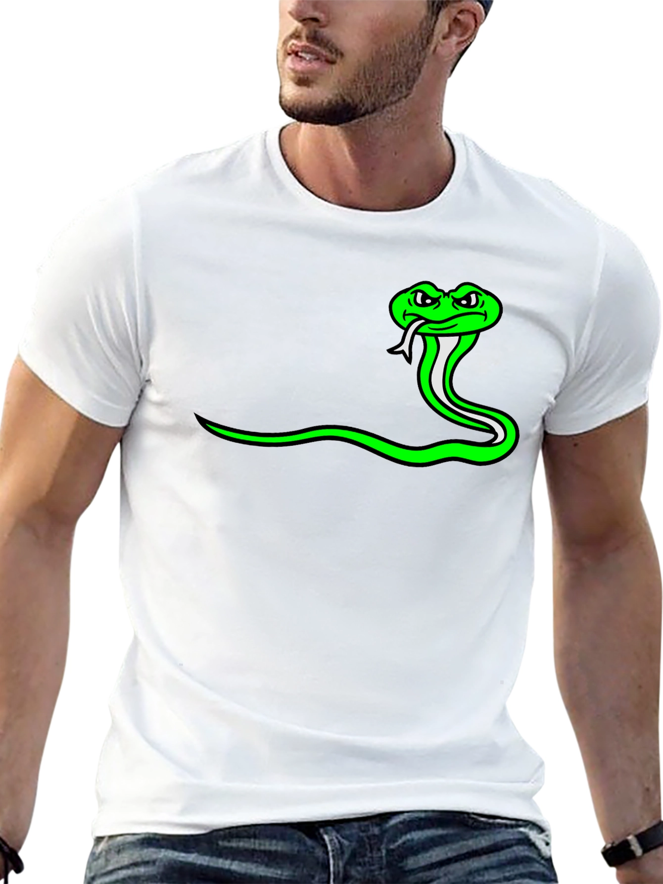 Green Snake Graphic Tee - Black Casual Shirt