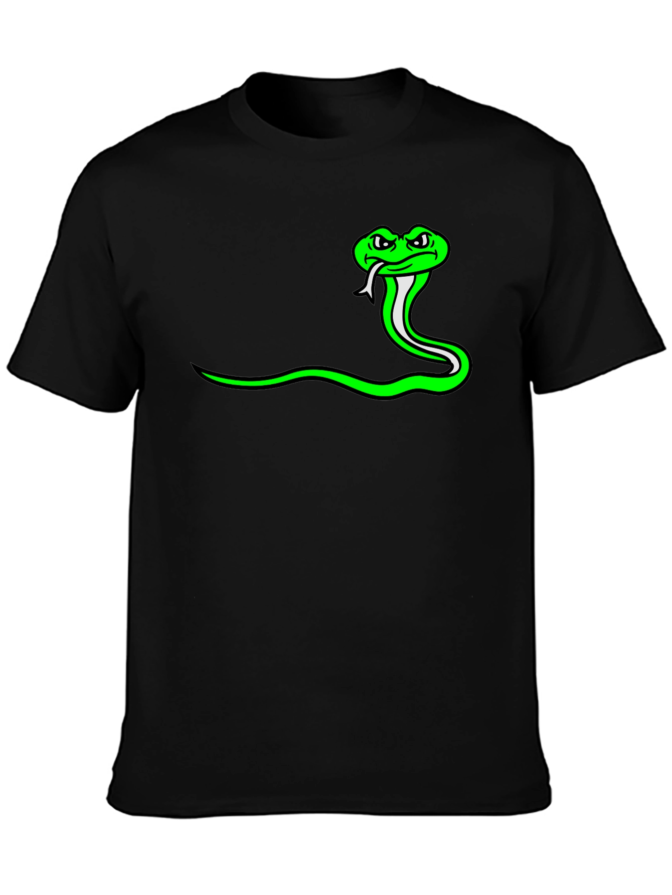 Green Snake Graphic Tee - Black Casual Shirt