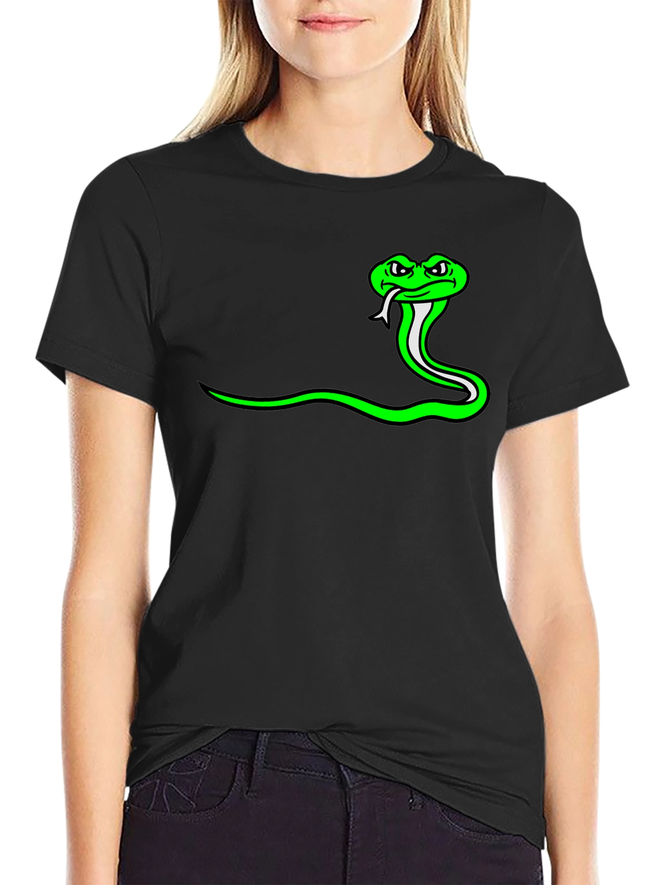 Green Snake Graphic Tee - Black Casual Shirt