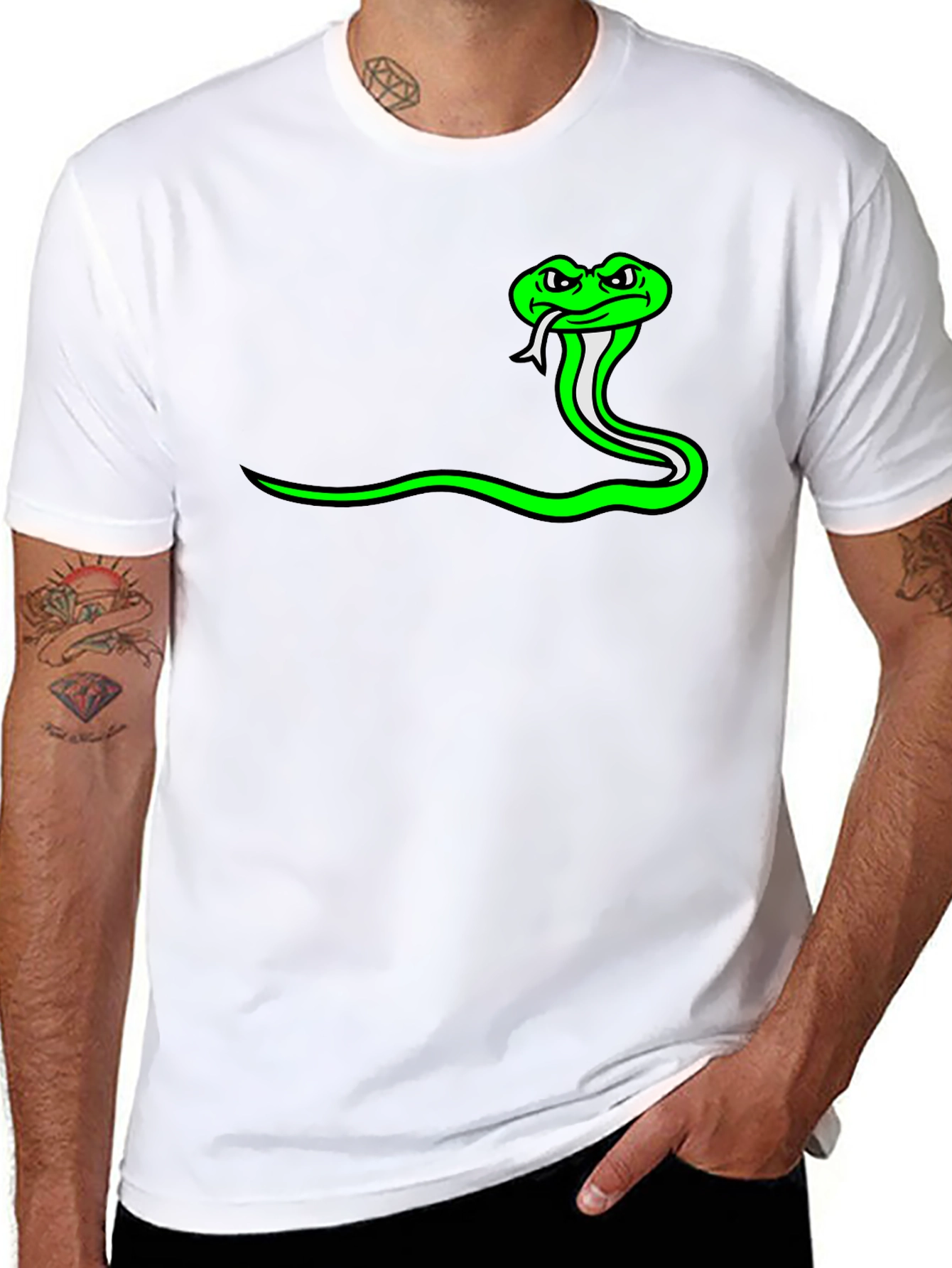 Green Snake Graphic Tee - Black Casual Shirt