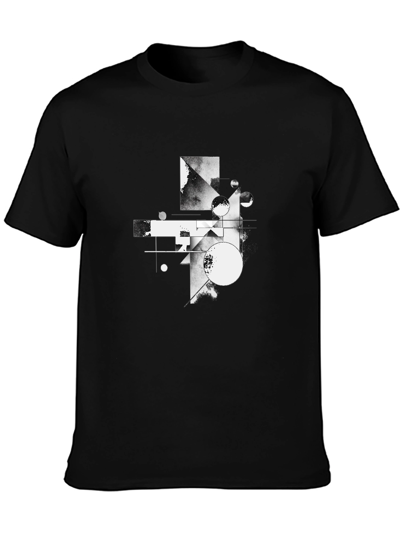 Abstract Geometric Graphic Tee - Modern Black T-Shirt