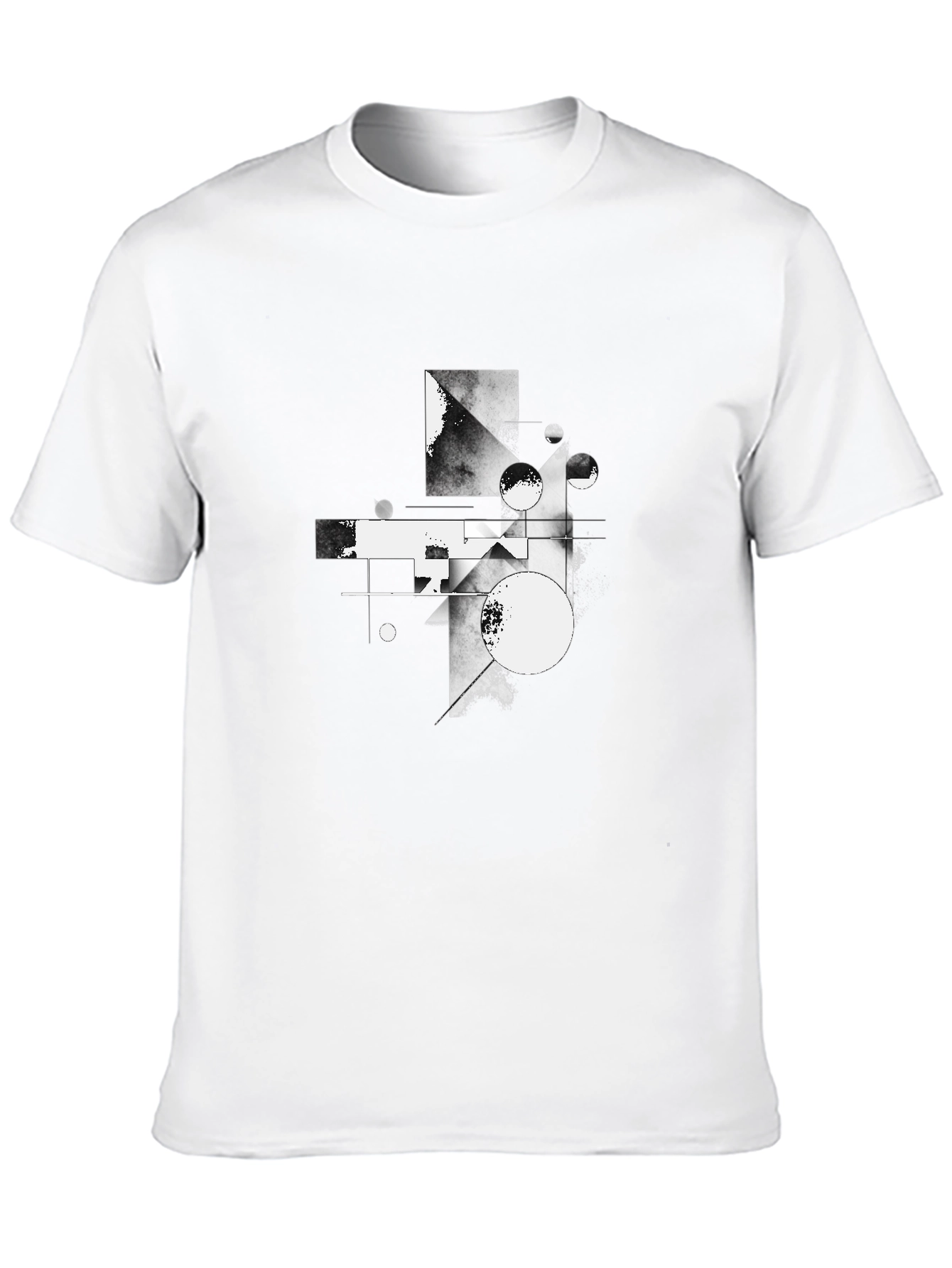 Abstract Geometric Graphic Tee - Modern Black T-Shirt