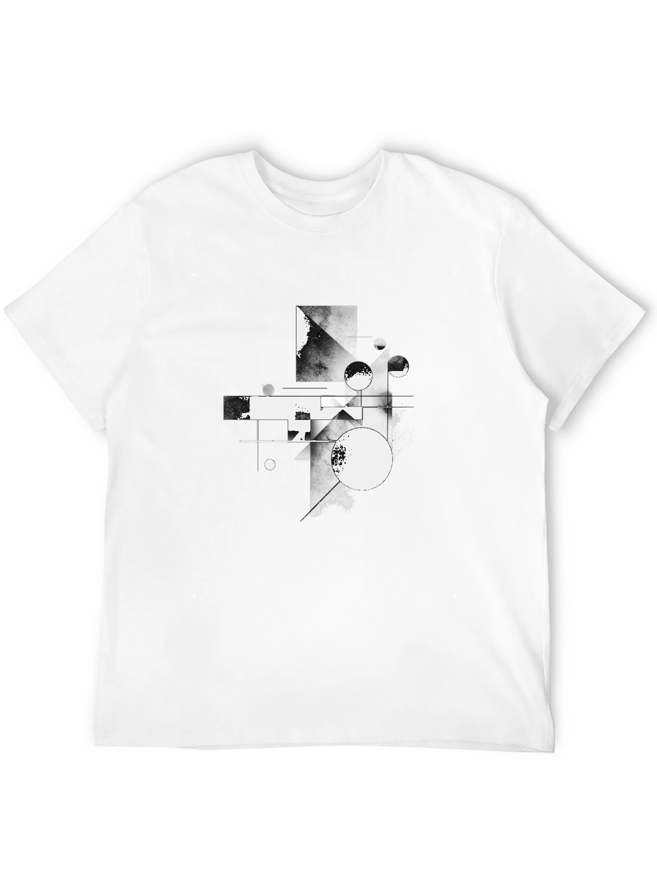Abstract Geometric Graphic Tee - Modern Black T-Shirt
