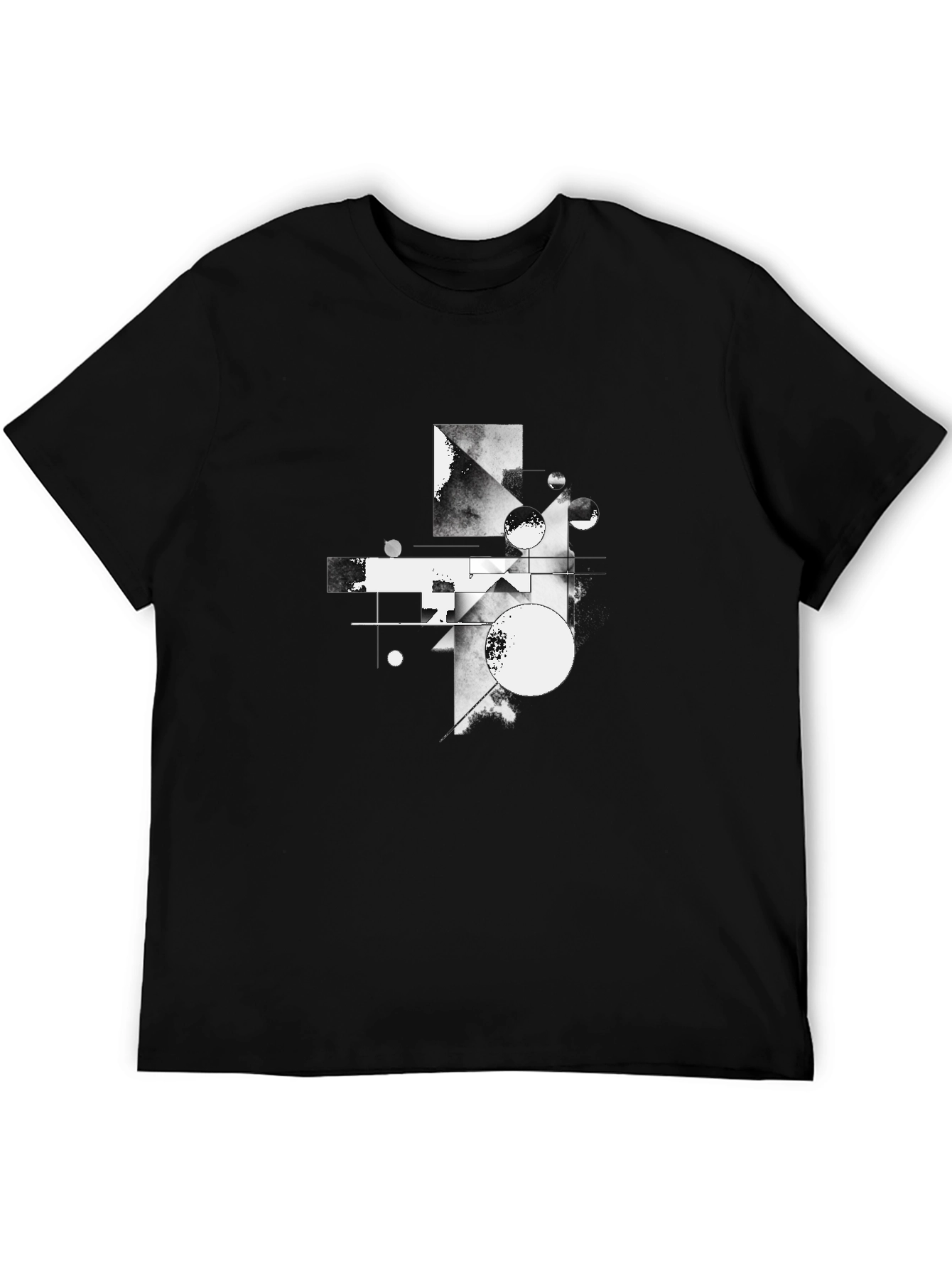 Abstract Geometric Graphic Tee - Modern Black T-Shirt