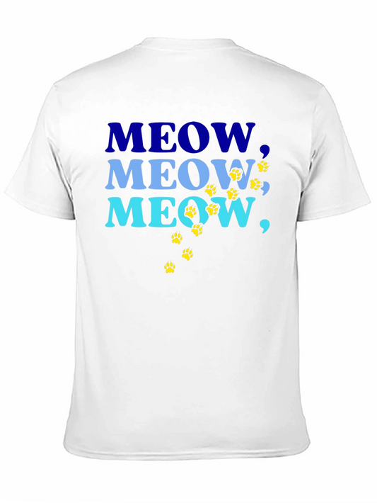 Meow Cat Paw Print Graphic T-Shirt