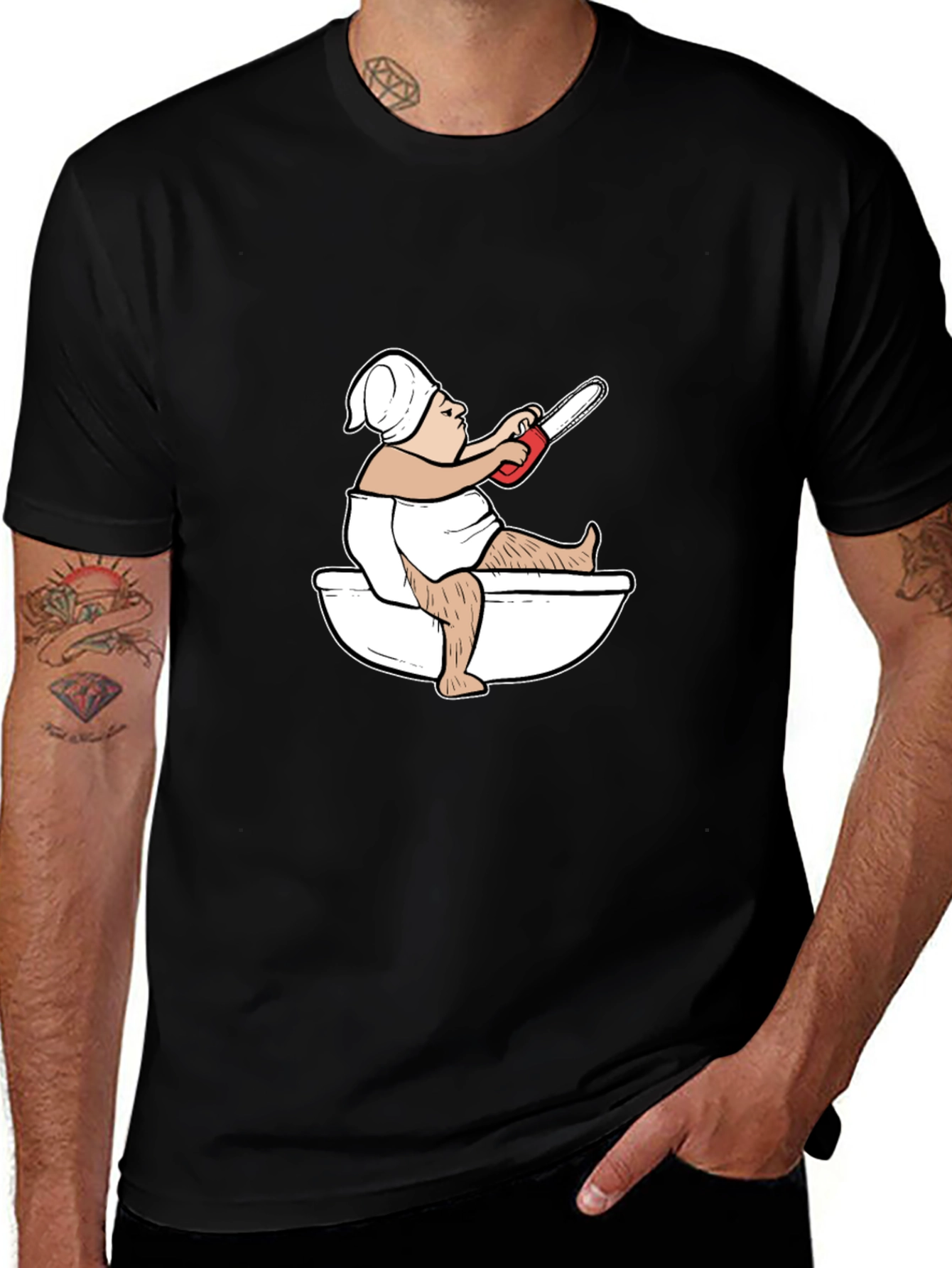 Funny Toilet Humor Chainsaw T-Shirt