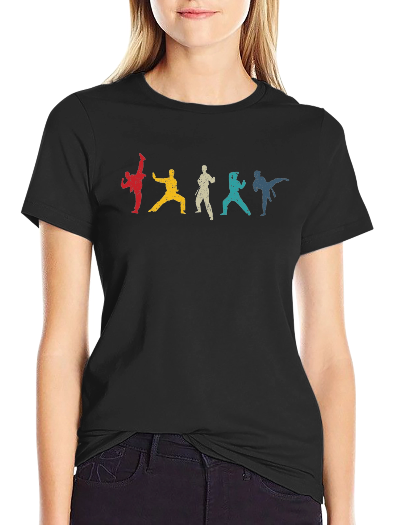 Karate Silhouettes Black T-Shirt