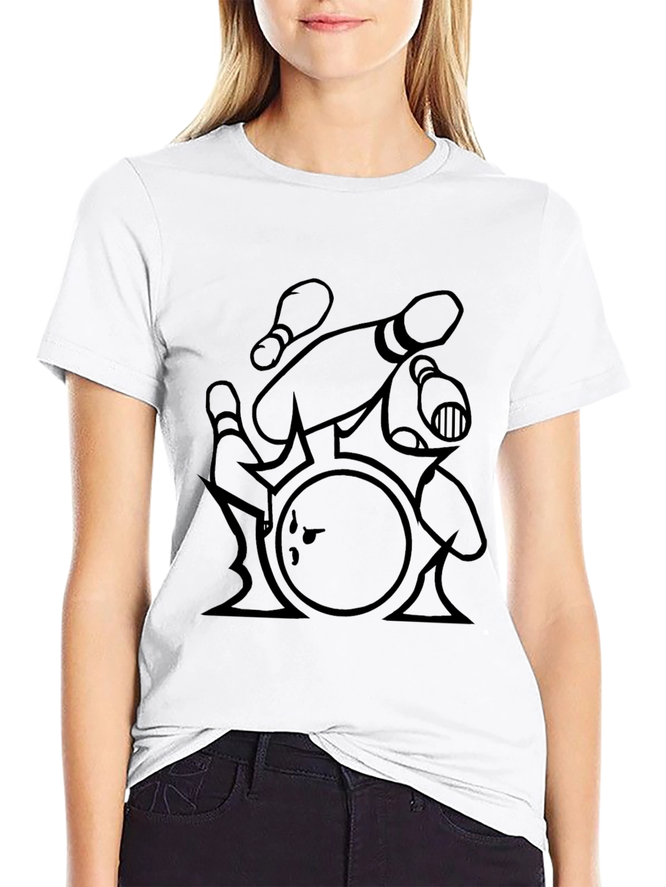 Bowling Strike T-Shirt - Black Graphic Tee