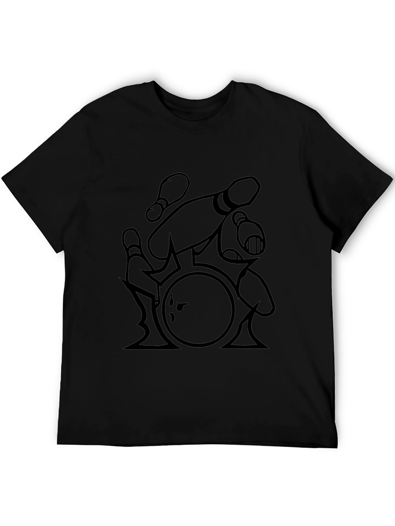 Bowling Strike T-Shirt - Black Graphic Tee