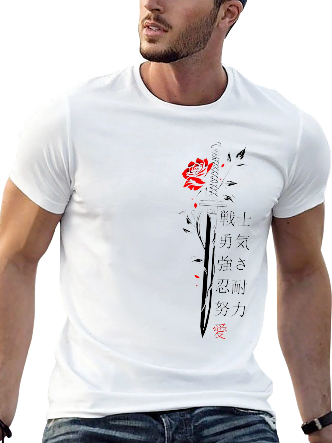 Rose & Sword Graphic T-Shirt - Black