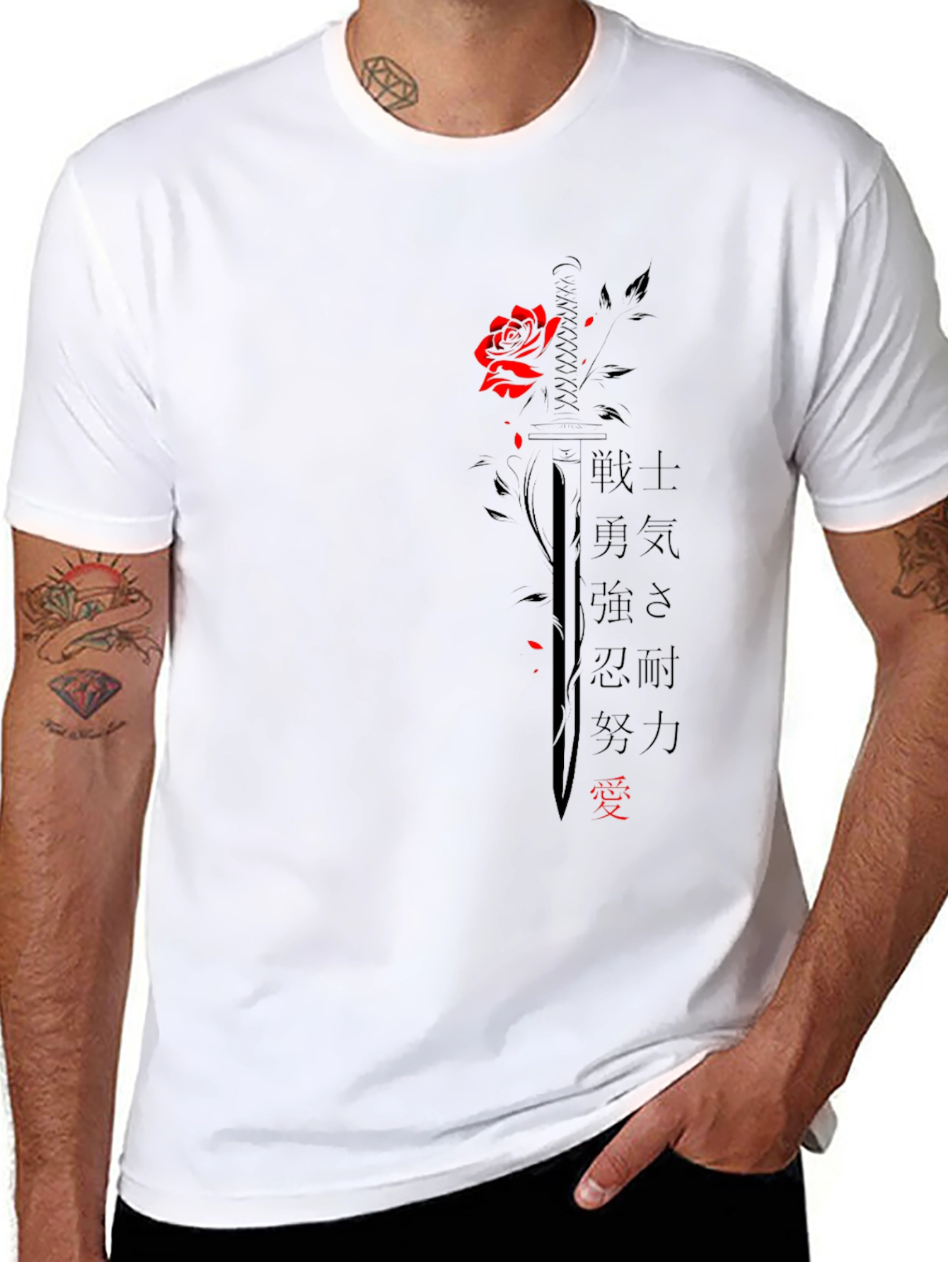 Rose & Sword Graphic T-Shirt - Black