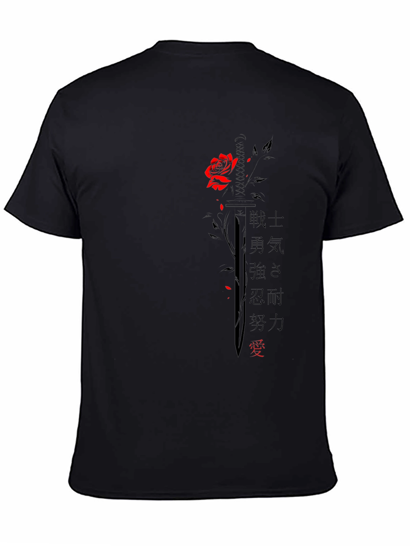 Rose & Sword Graphic T-Shirt - Black