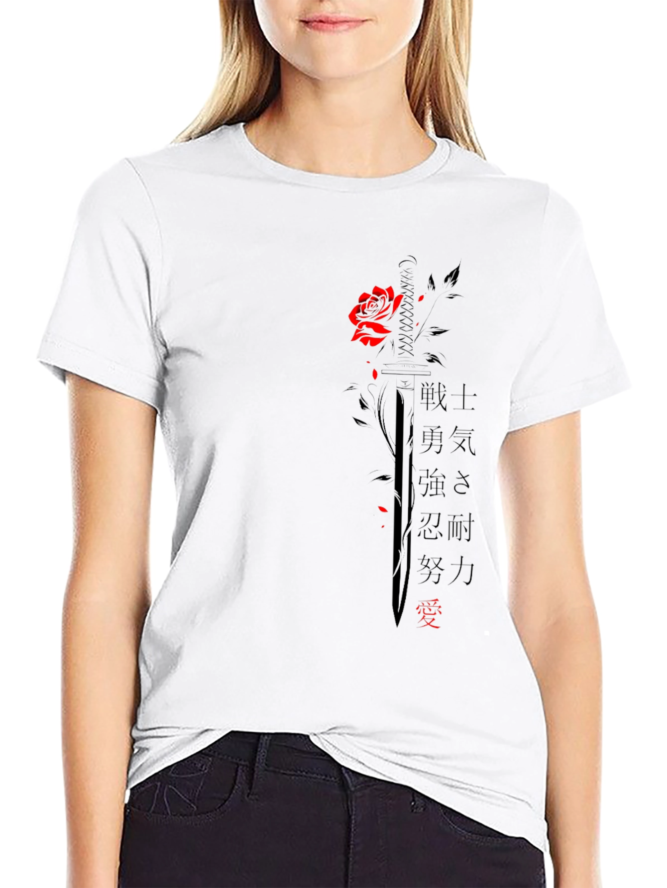 Rose & Sword Graphic T-Shirt - Black