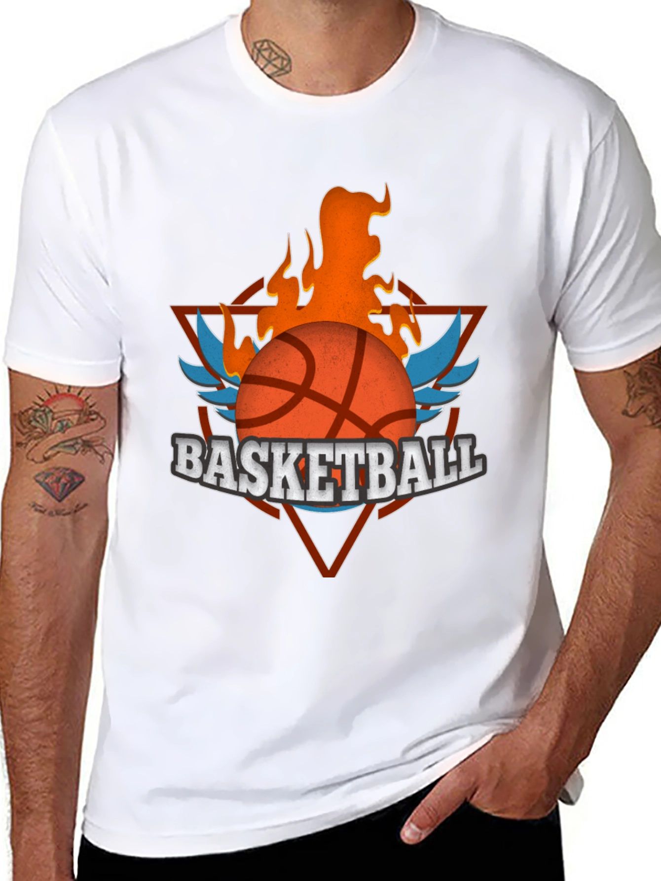Flaming Basketball Graphic Tee - Black