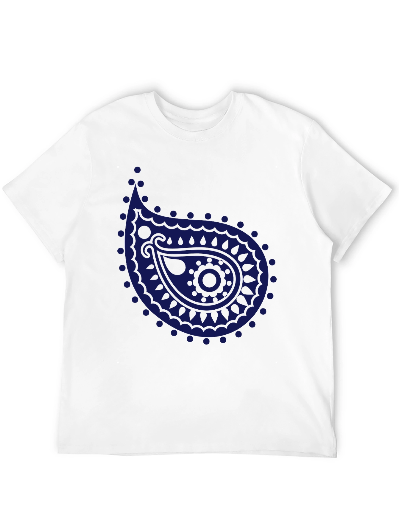 Mens Black T-Shirt with Blue Paisley Design