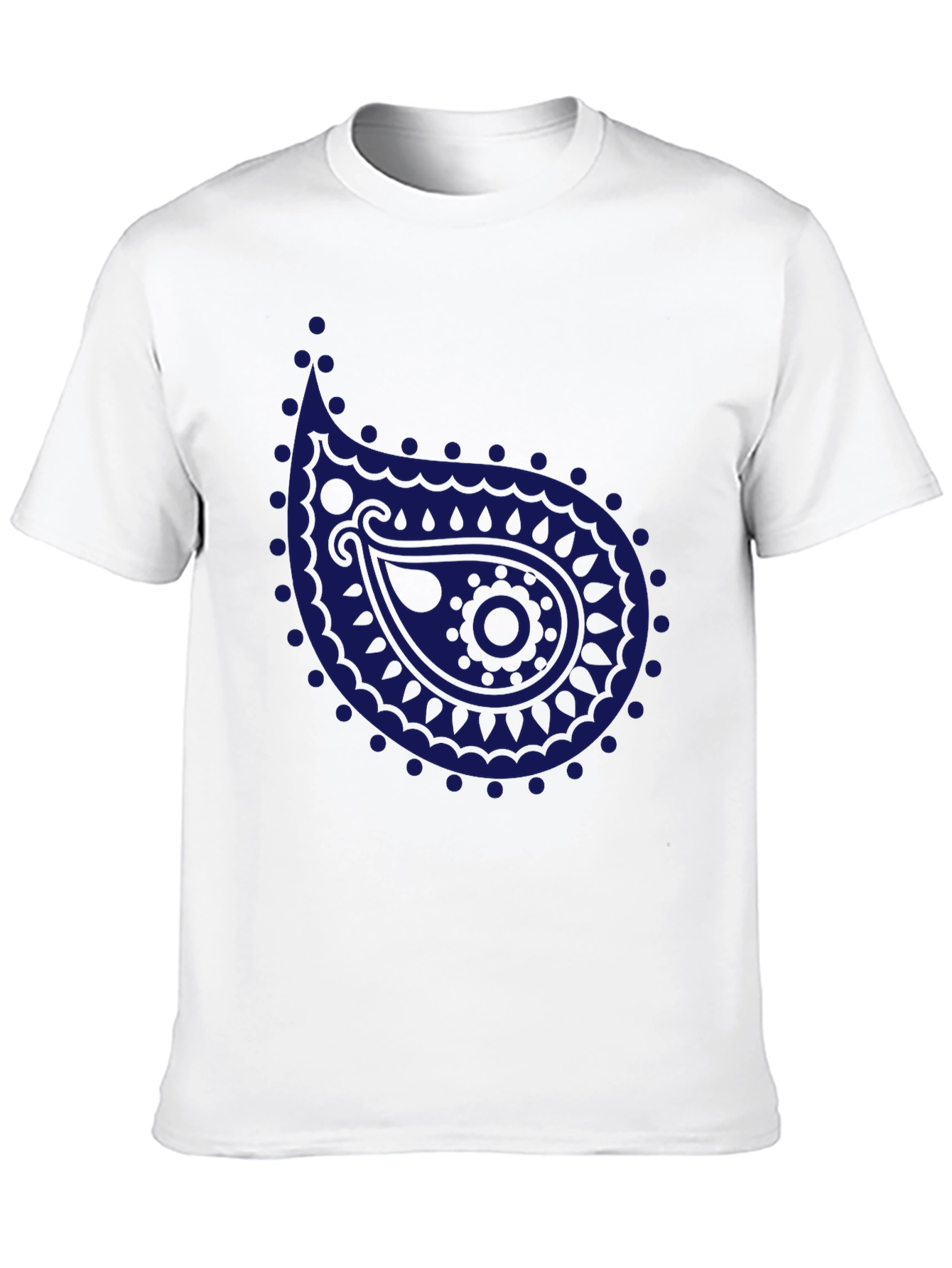 Mens Black T-Shirt with Blue Paisley Design