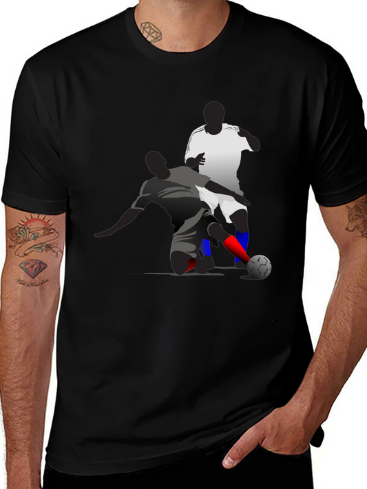 Soccer Graphic Tee - Black Cotton Blend T-Shirt