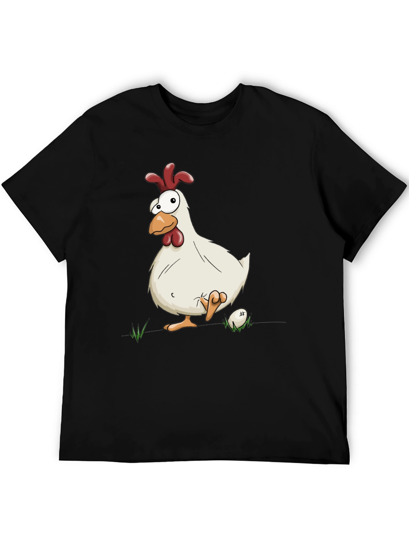 Funny Chicken Graphic Black T-Shirt