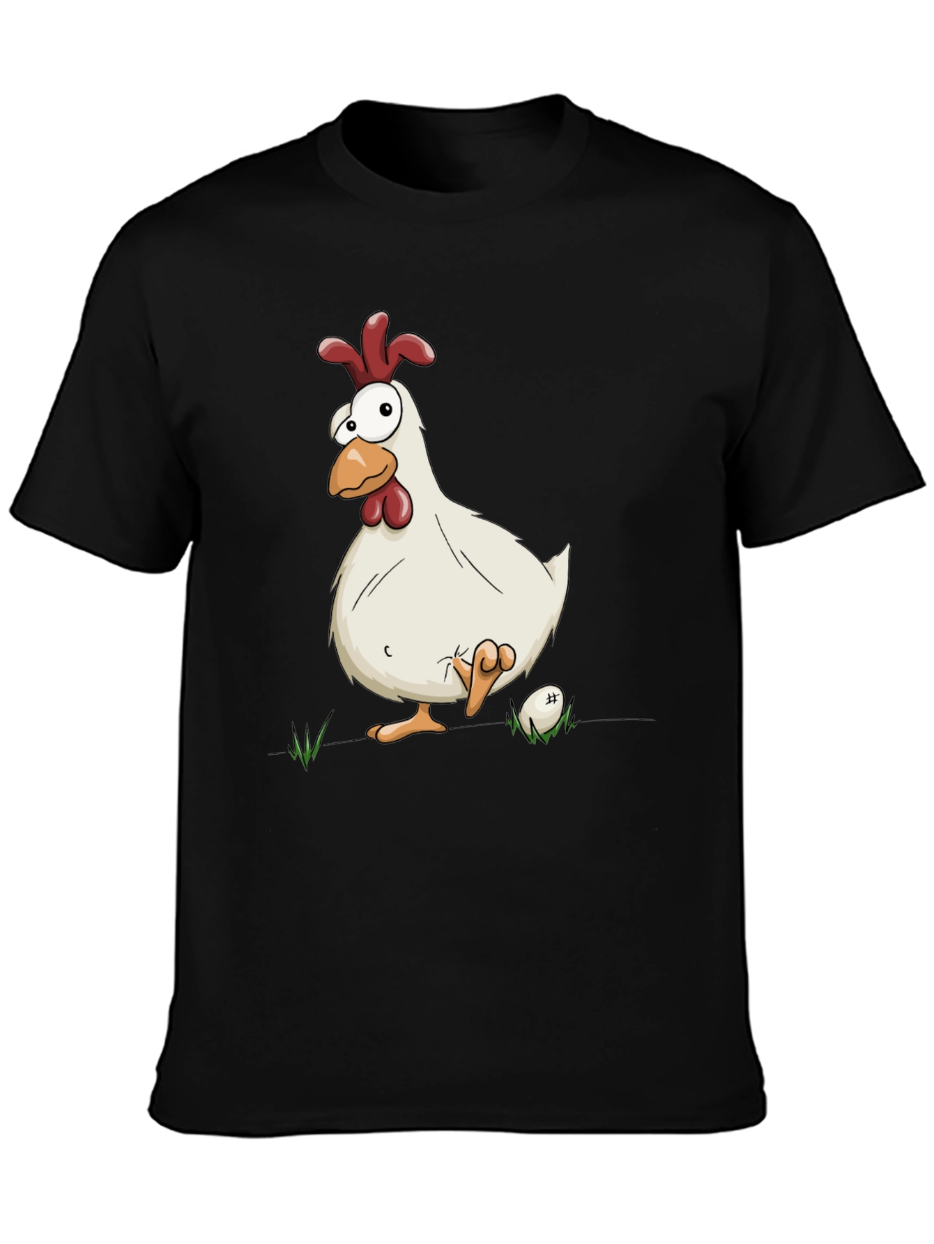 Funny Chicken Graphic Black T-Shirt