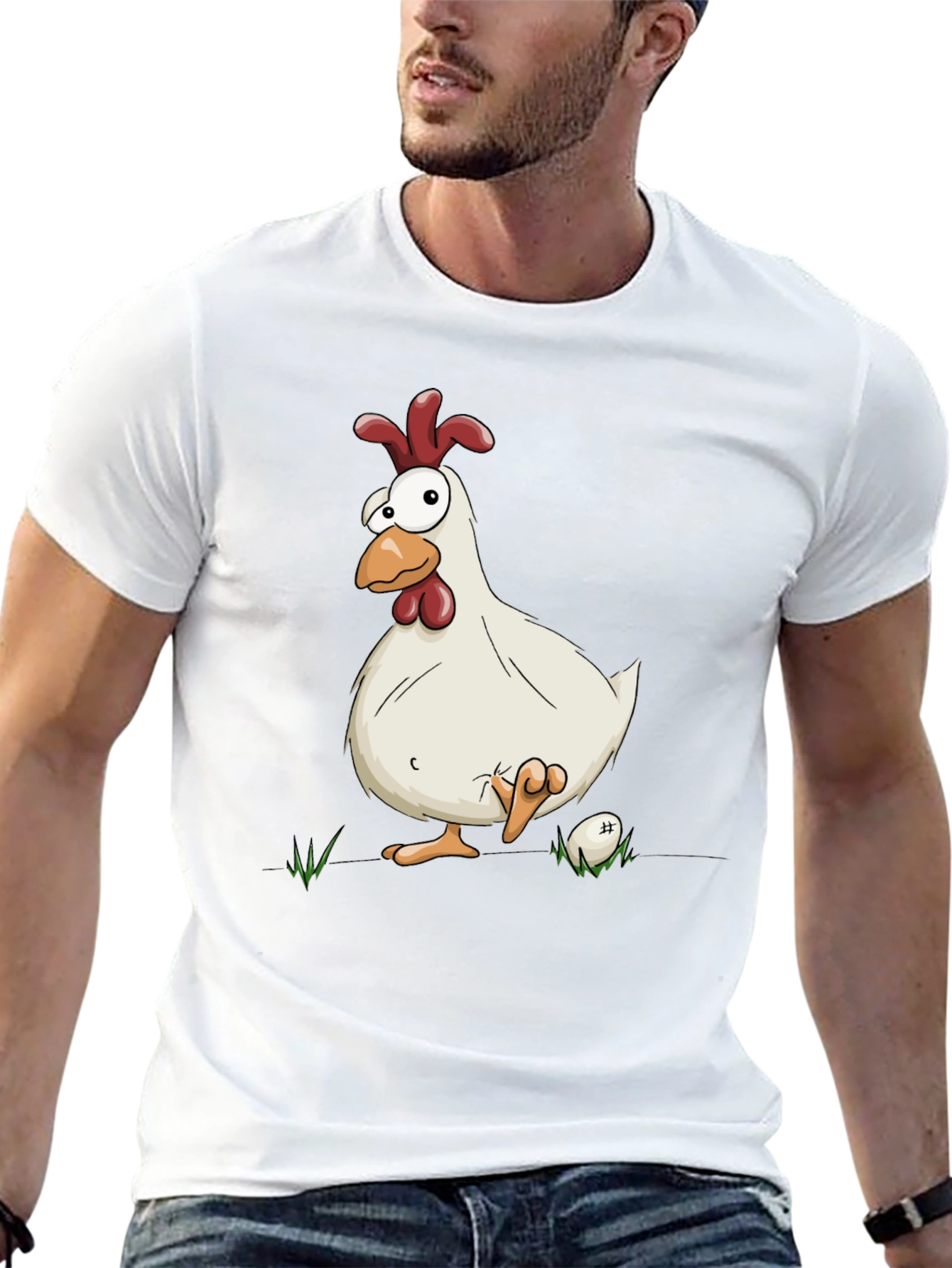 Funny Chicken Graphic Black T-Shirt