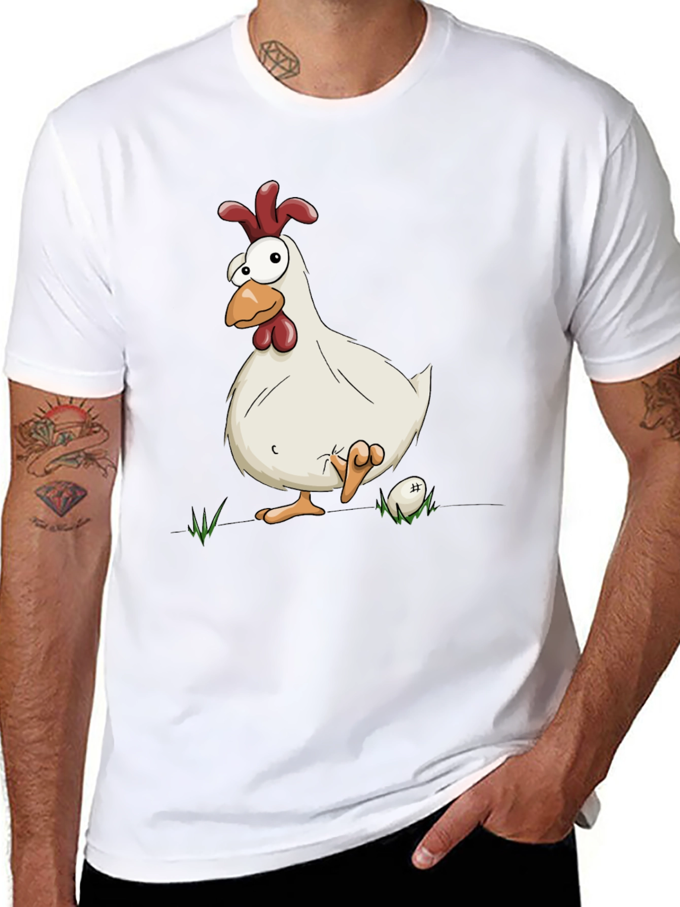 Funny Chicken Graphic Black T-Shirt