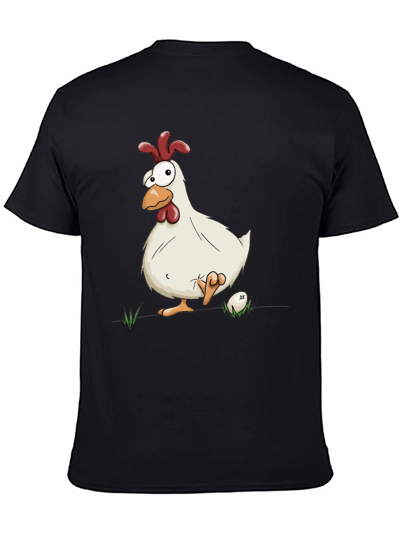 Funny Chicken Graphic Black T-Shirt