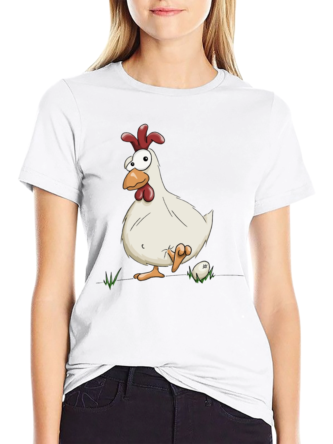 Funny Chicken Graphic Black T-Shirt