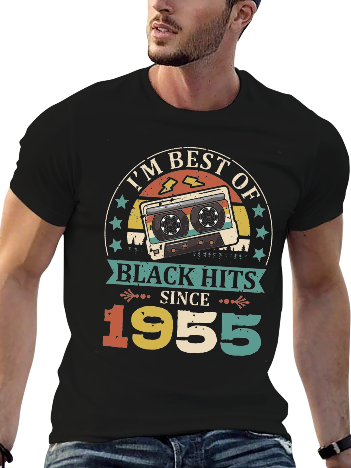 Retro 1955 Black Hits Music Cassette T-Shirt
