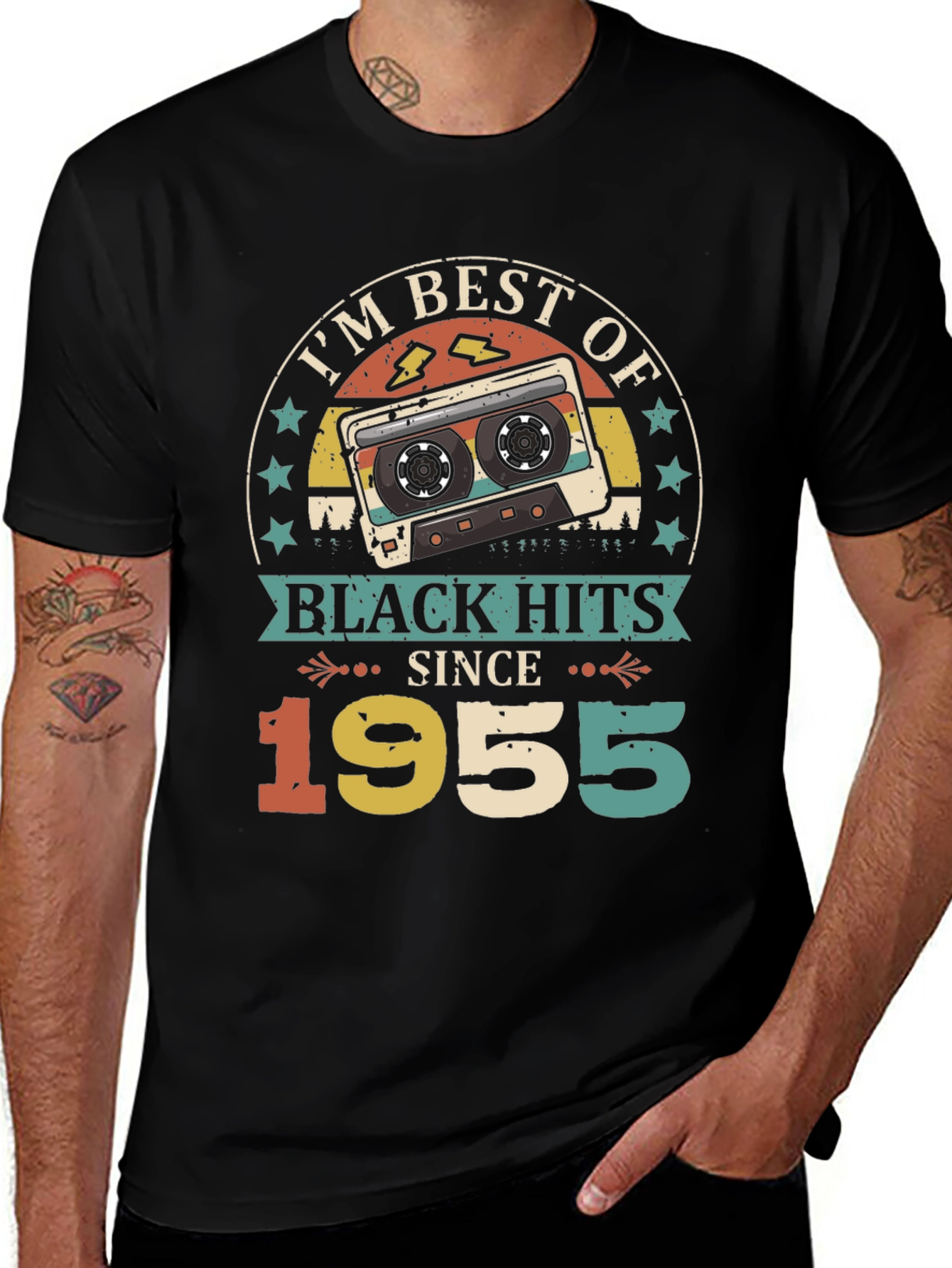 Retro 1955 Black Hits Music Cassette T-Shirt