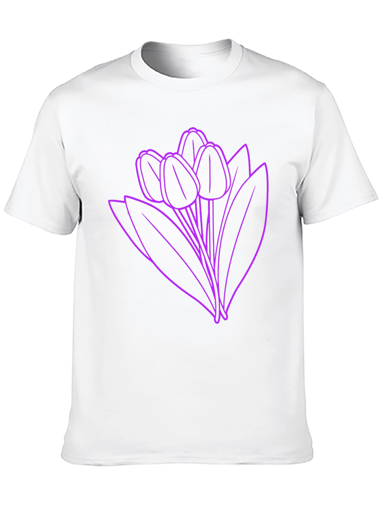Floral Graphic Tee - Purple Tulips on Black