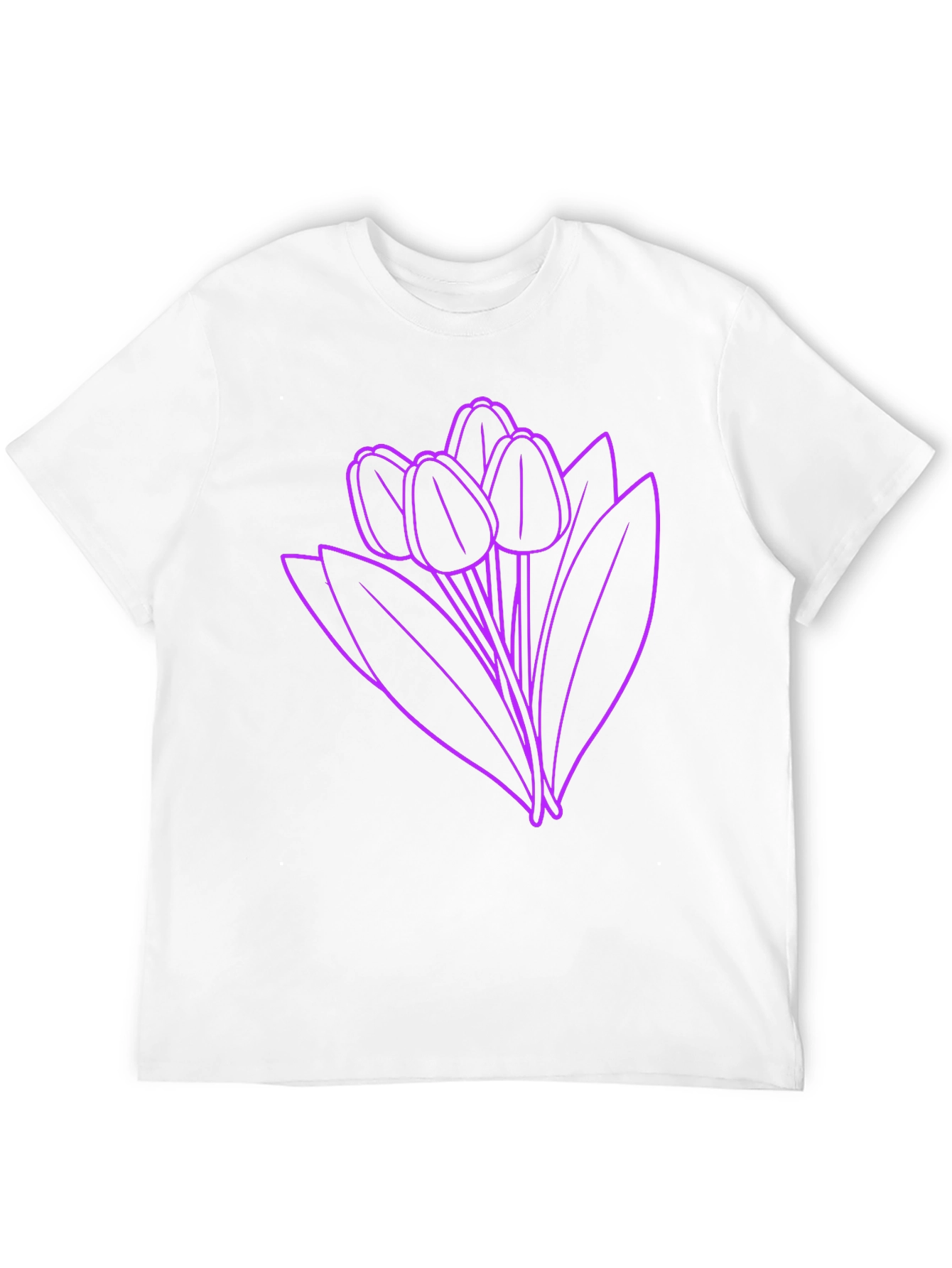 Floral Graphic Tee - Purple Tulips on Black
