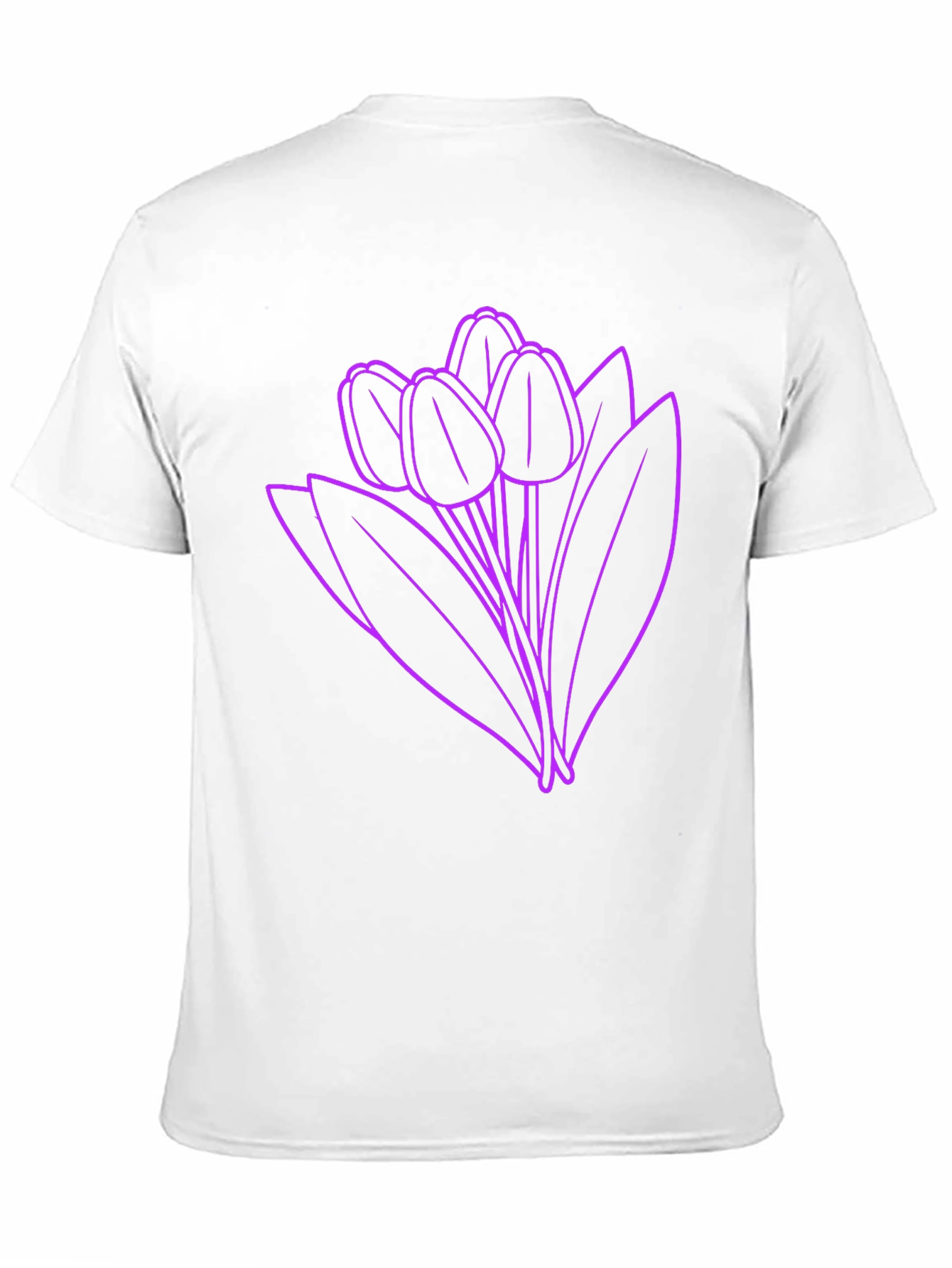 Floral Graphic Tee - Purple Tulips on Black