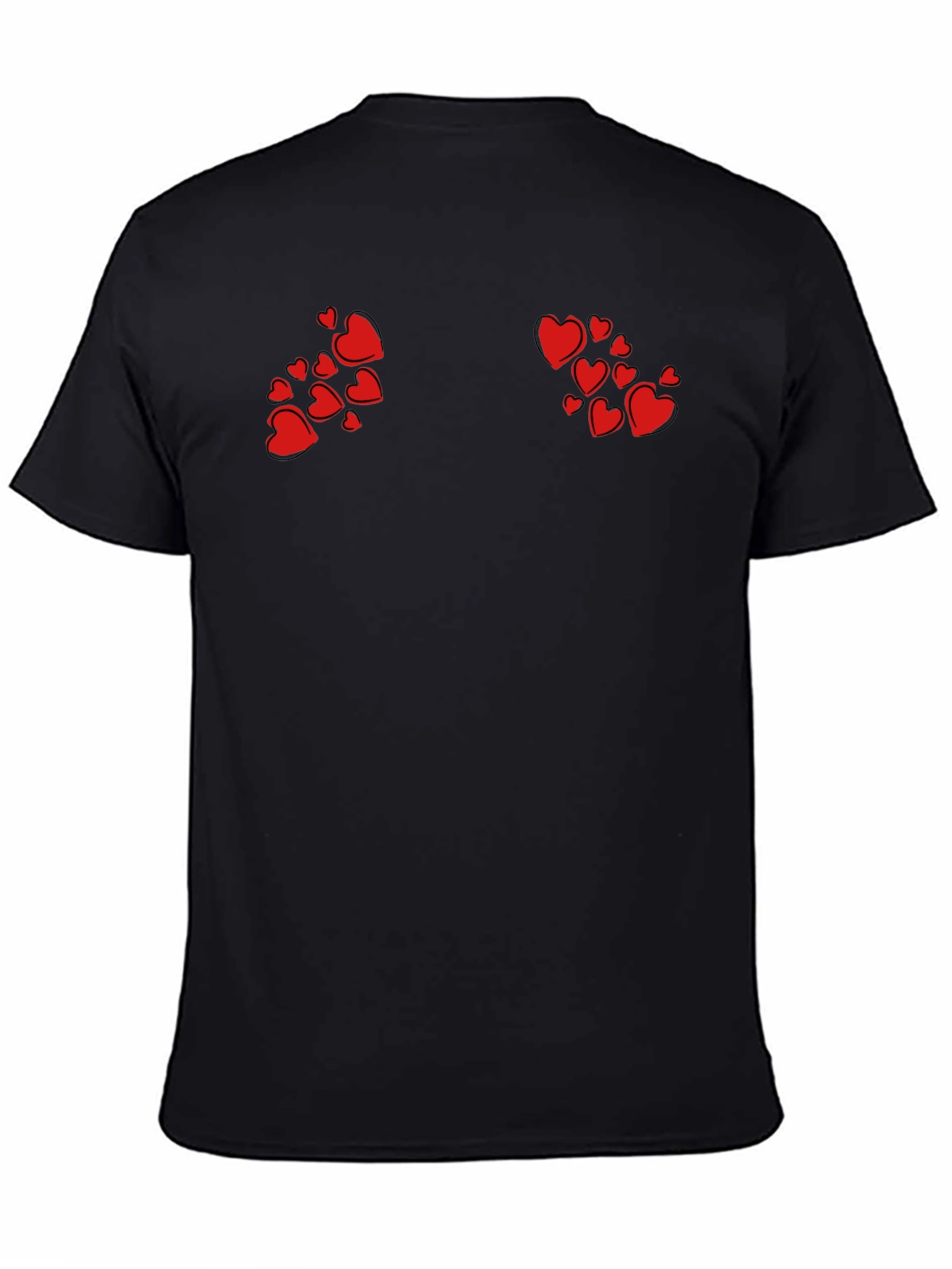 Heart Print Black T-Shirt - Modern Casual Wear