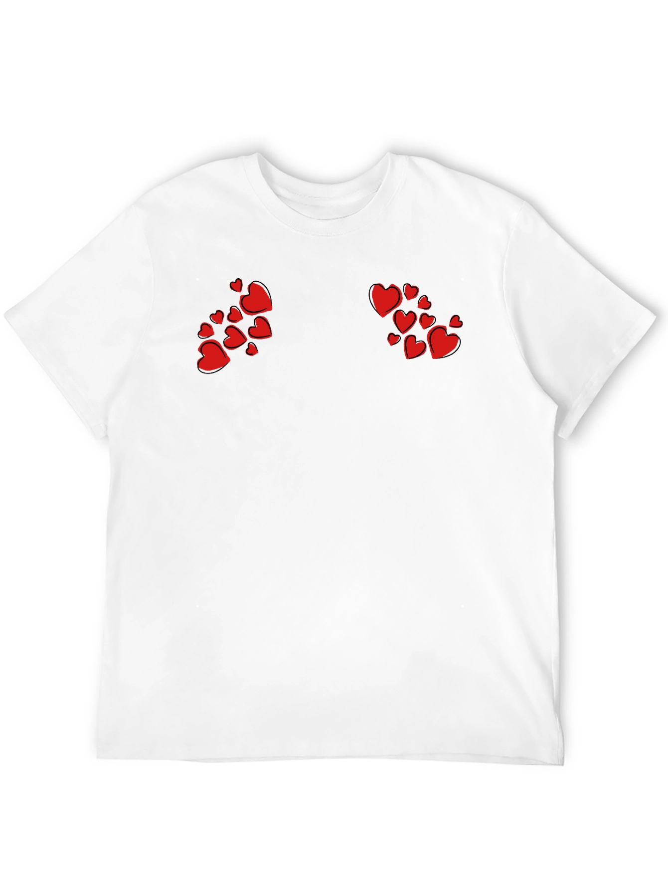 Heart Print Black T-Shirt - Modern Casual Wear