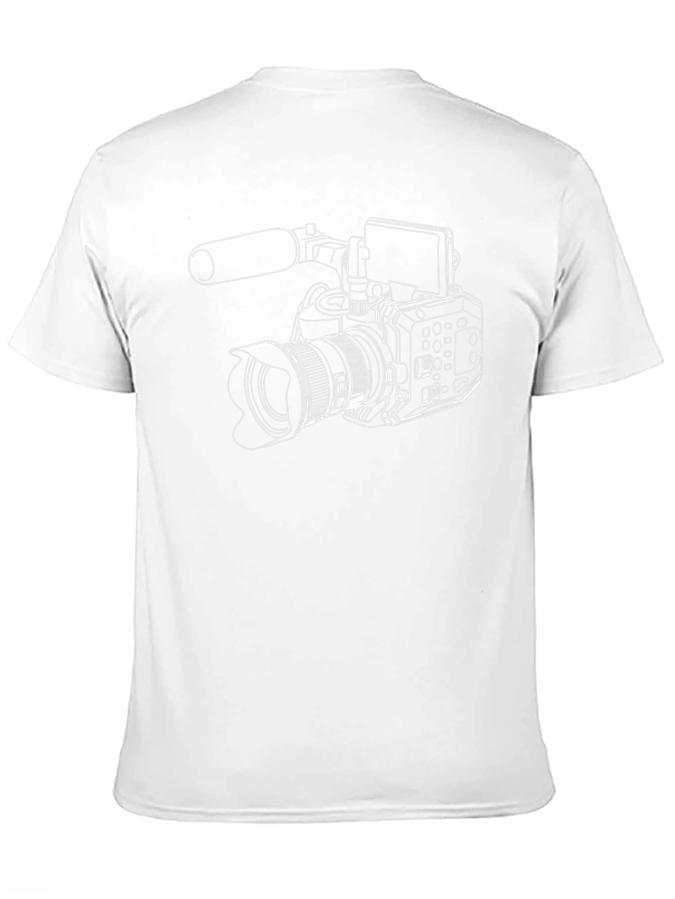 Camera Outline T-Shirt - Black Crew Neck Graphic Tee