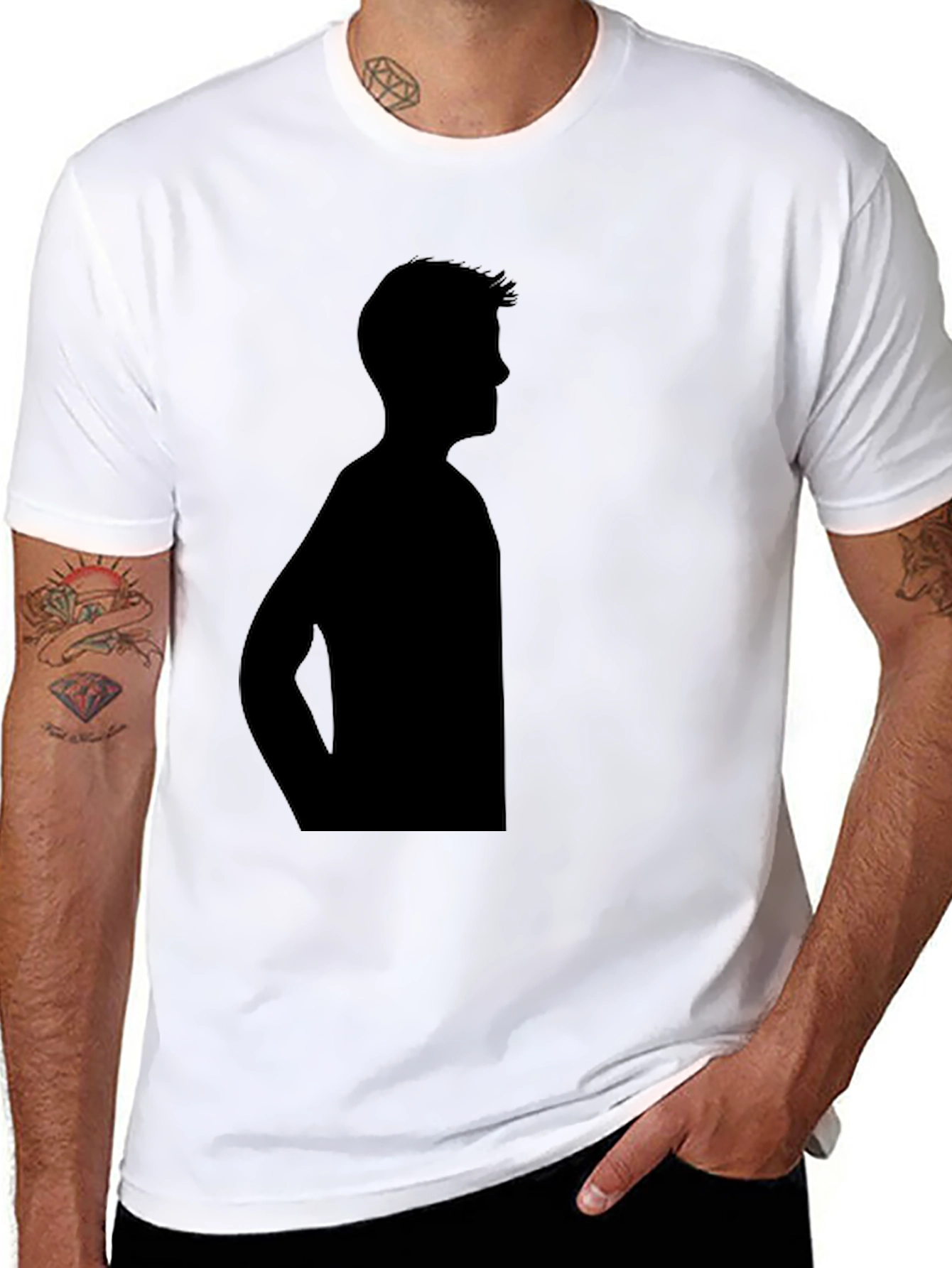Mens Black Silhouette Graphic Tee
