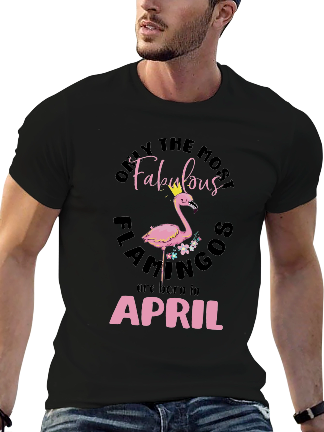Fabulous Flamingos April Birthday T-Shirt