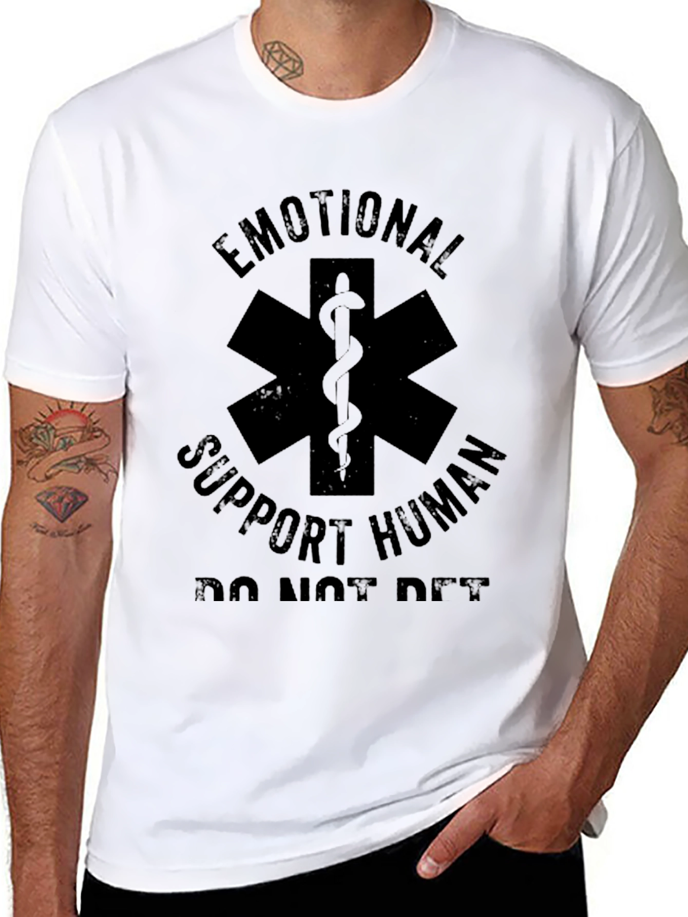 Emotional Support Human Black T-Shirt