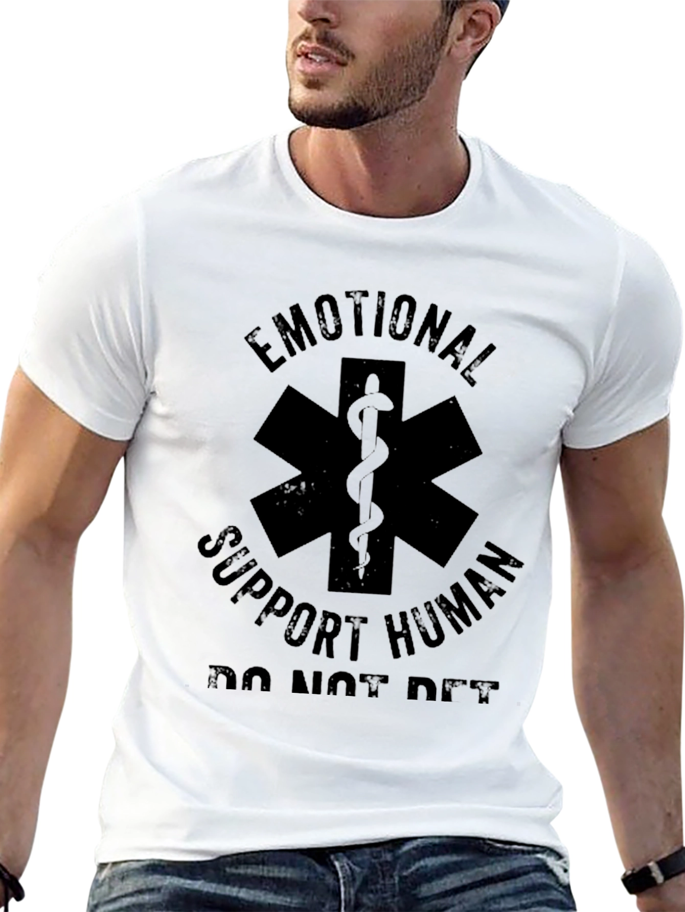 Emotional Support Human Black T-Shirt