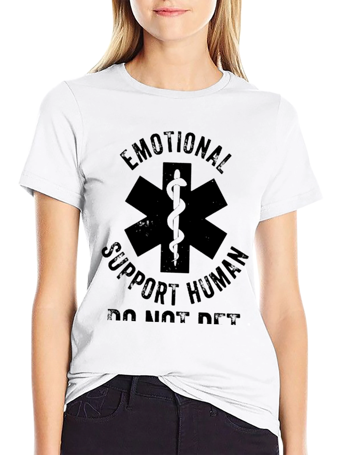 Emotional Support Human Black T-Shirt