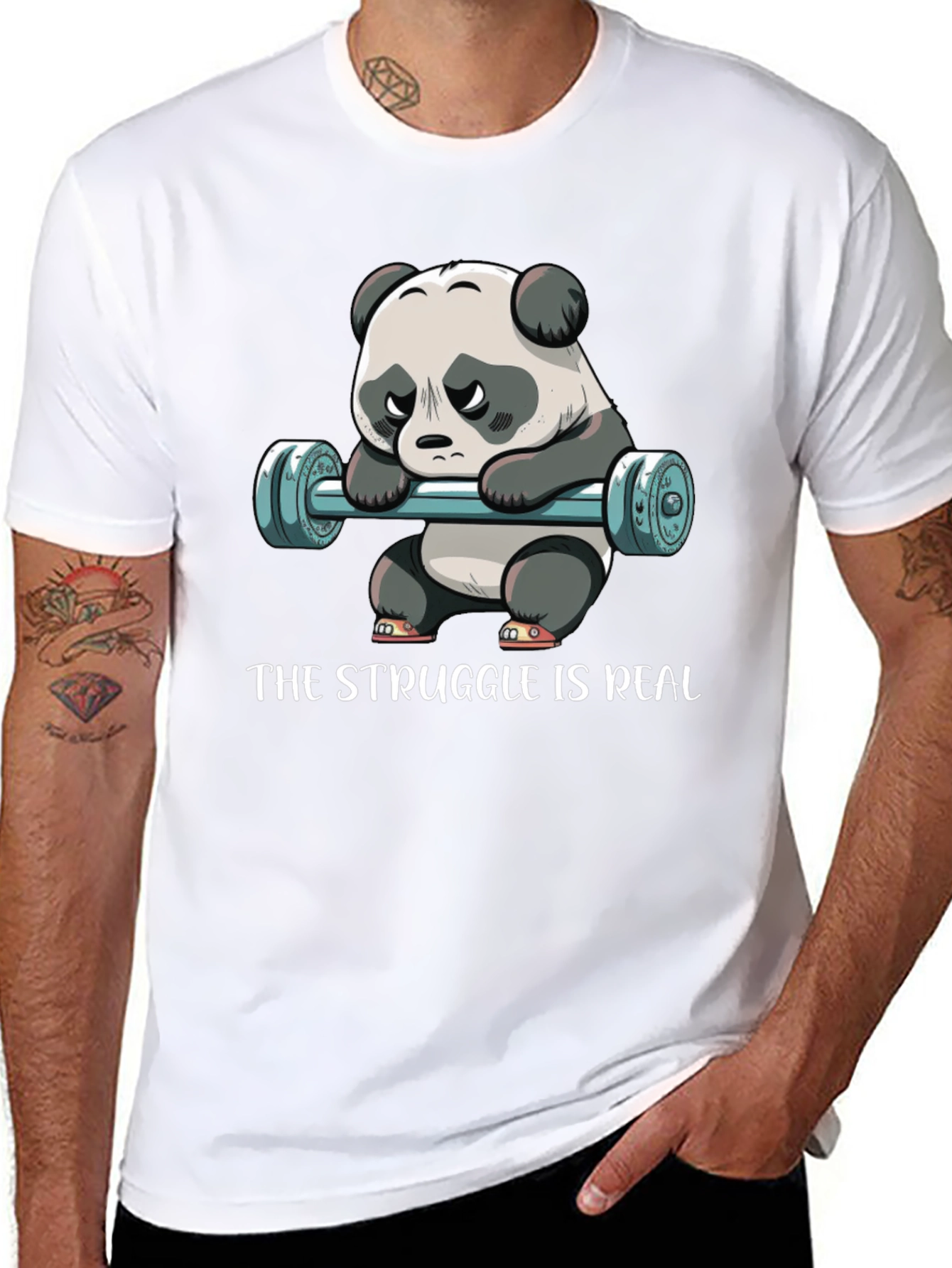 Struggle is Real Panda Barbell T-Shirt
