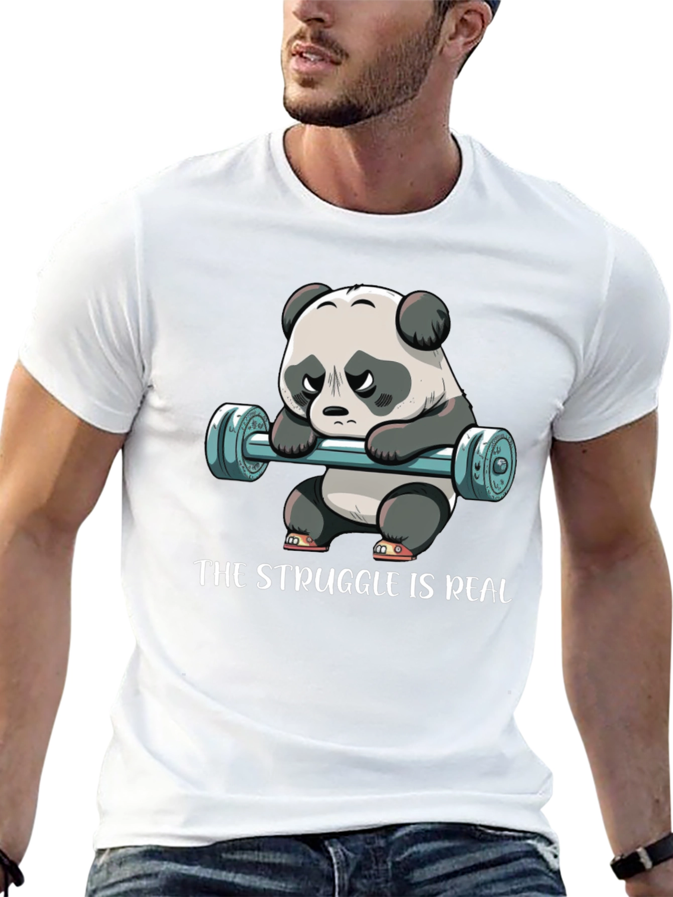 Struggle is Real Panda Barbell T-Shirt