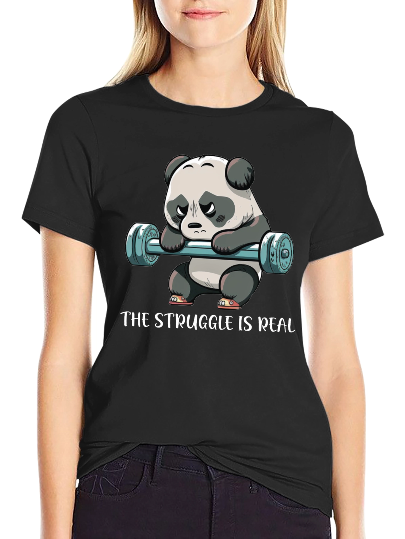 Struggle is Real Panda Barbell T-Shirt