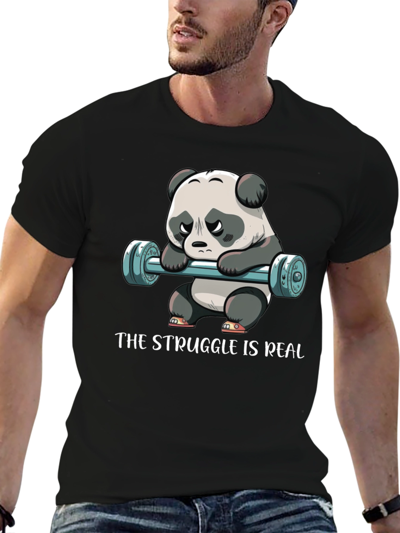 Struggle is Real Panda Barbell T-Shirt
