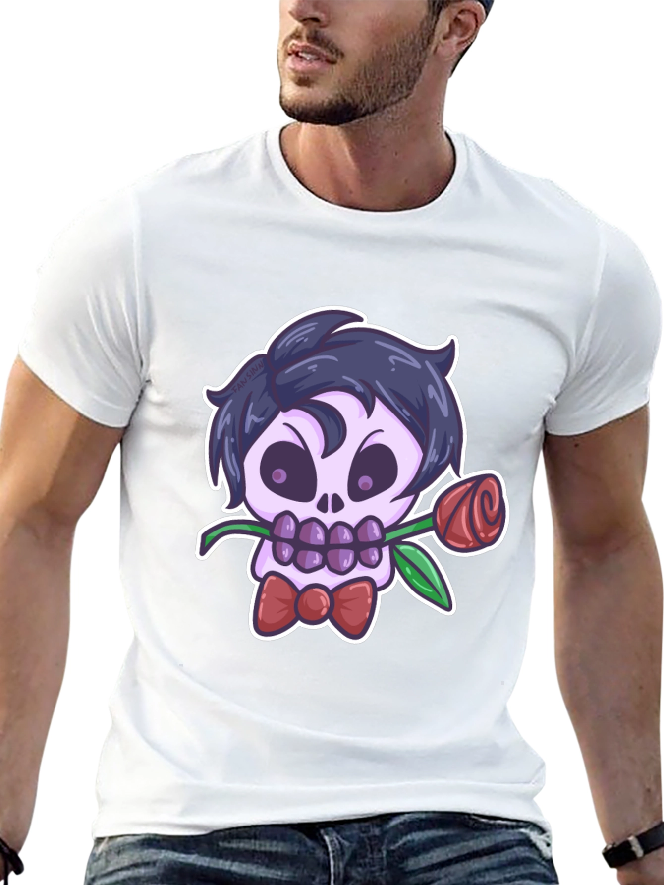 Skull Rose Graphic Tee - Mens Black T-Shirt