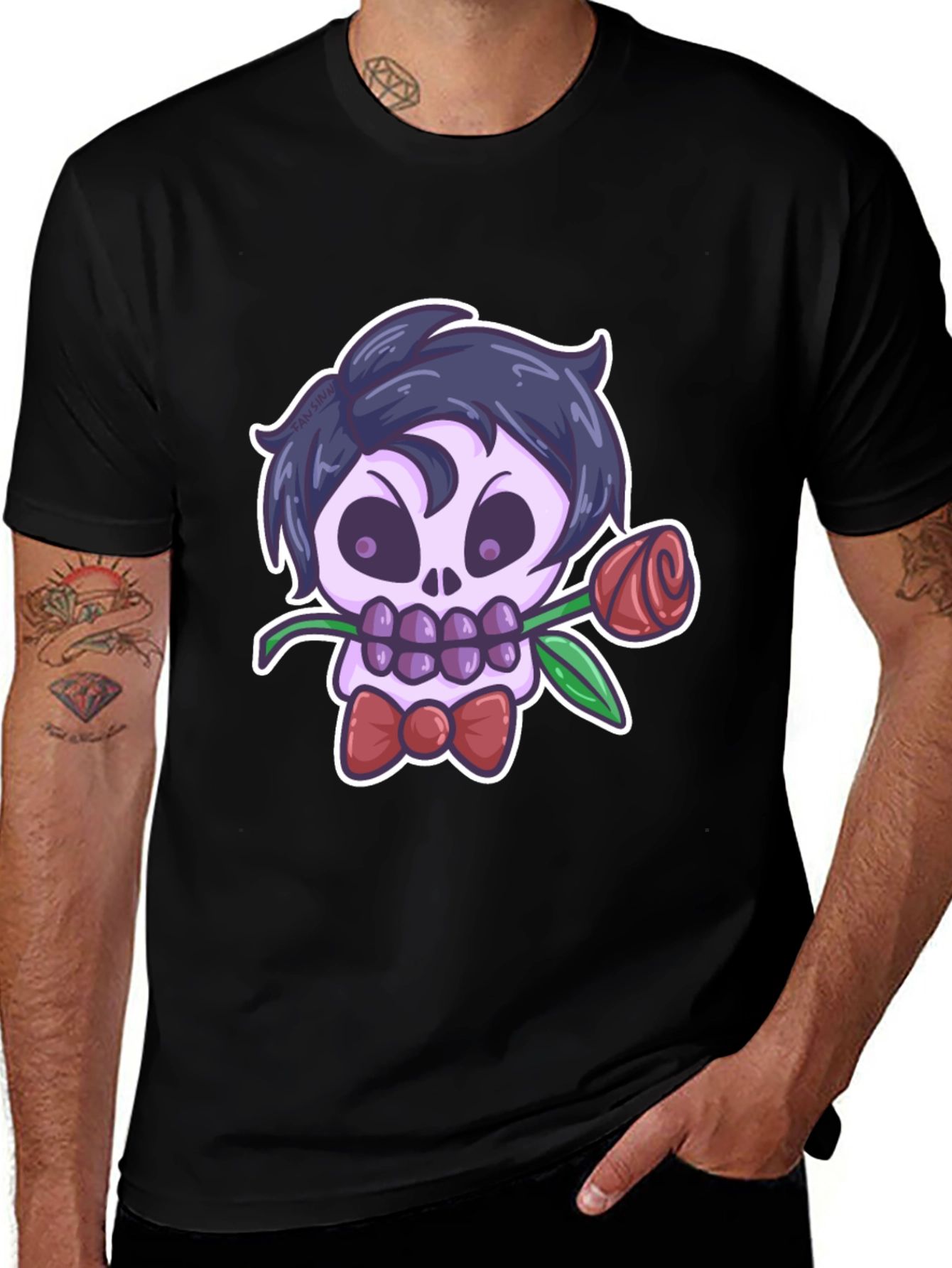 Skull Rose Graphic Tee - Mens Black T-Shirt