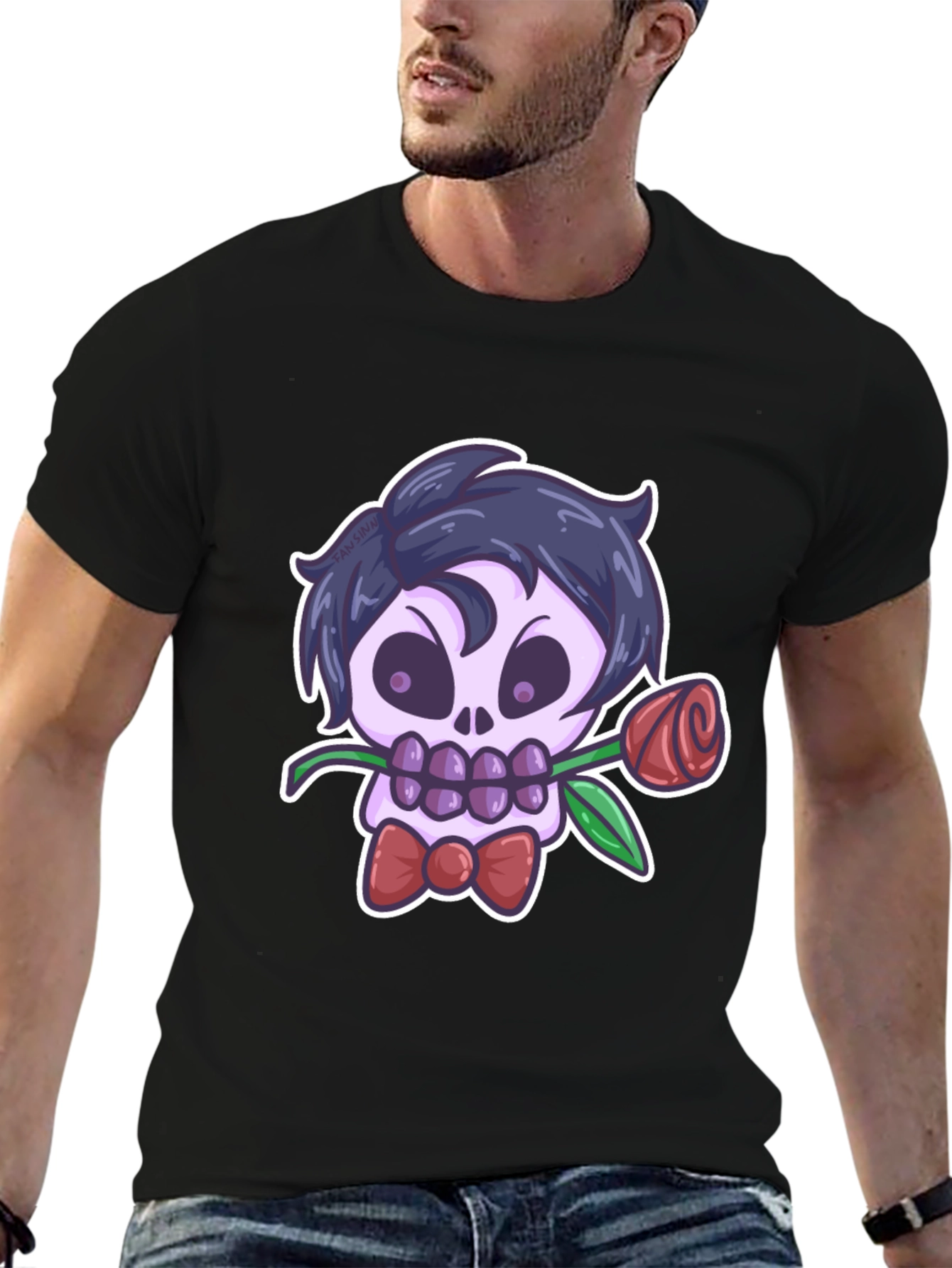Skull Rose Graphic Tee - Mens Black T-Shirt