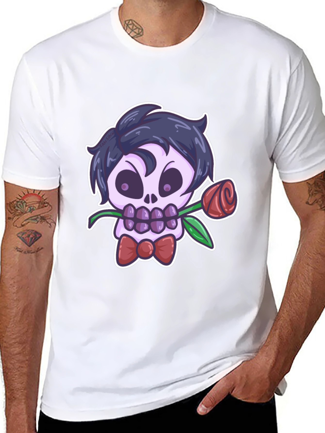 Skull Rose Graphic Tee - Mens Black T-Shirt